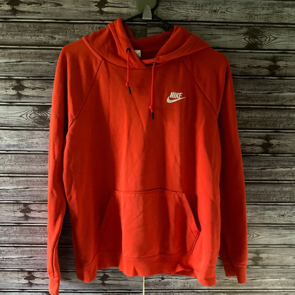 Nike Women's Long-Sleeved Hooded Sweatshirt Size M Tomato-Red‎ Logo Pocket